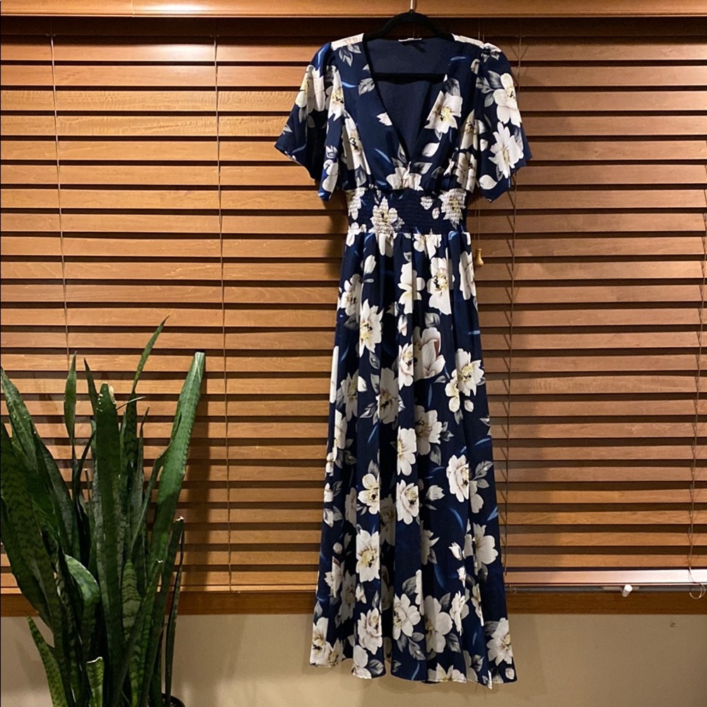 Baltic Born Elegant Navy Floral Maxi Dress